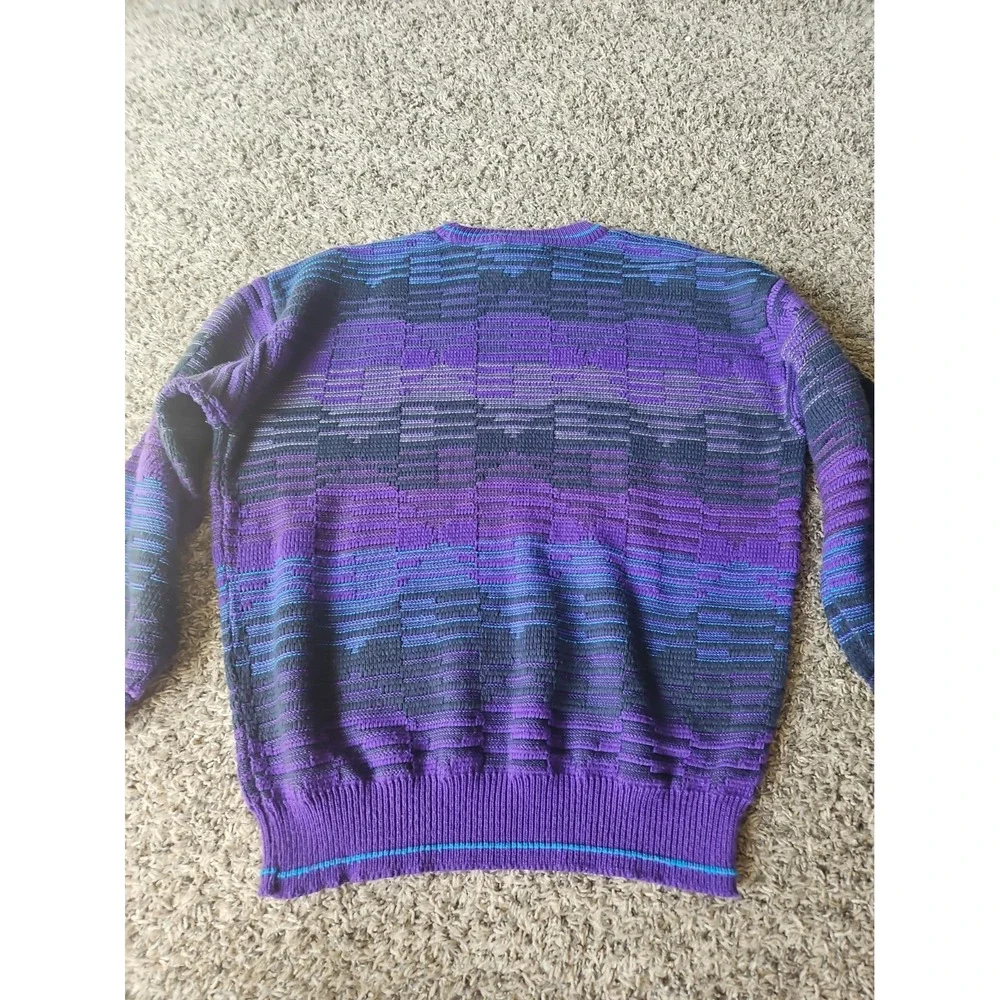 Vintage Ash Creek Trading Sweater Mens Large Grandpa Style 90s Purple Blue